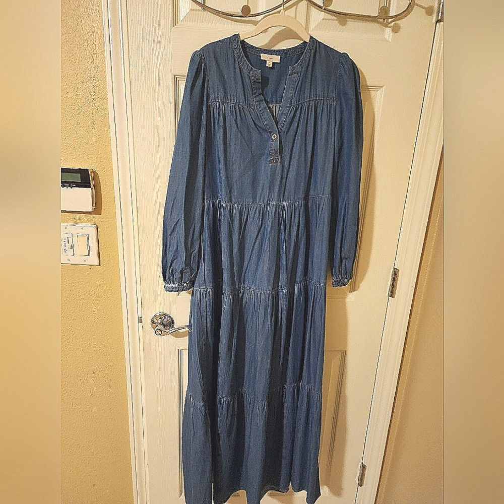 a loves a denim maxi dress